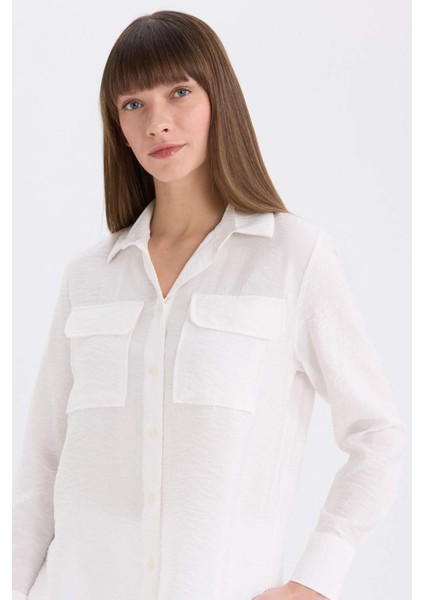 Regular Fit Basic Düz Çift Cepli Uzun Kollu Gömlek E5925AX25SP fırsatları