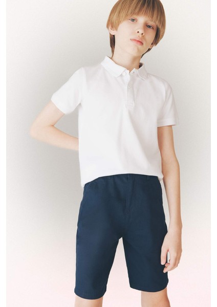 Erkek Çocuk Cepli Basic Düz Gabardin Şort C2955A825SM