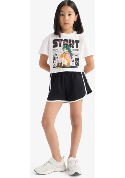 Kız Çocuk 2'li Takım Kısa Kollu Tişört Beli Lastikli Şort E3817A825SM