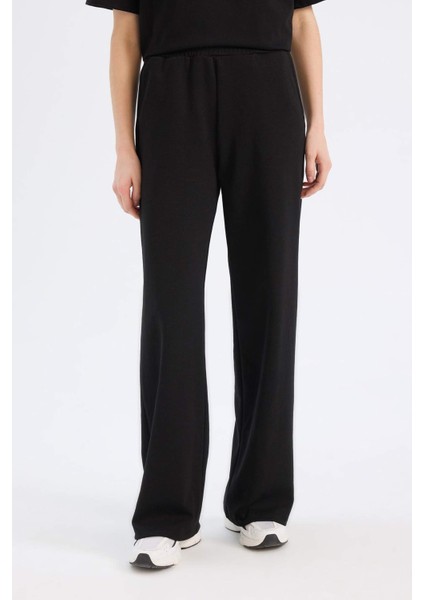 Wide Leg Geniş Paça Eşofman Altı Beli Lastikli Cepli Basic Düz D3759AX25SP
