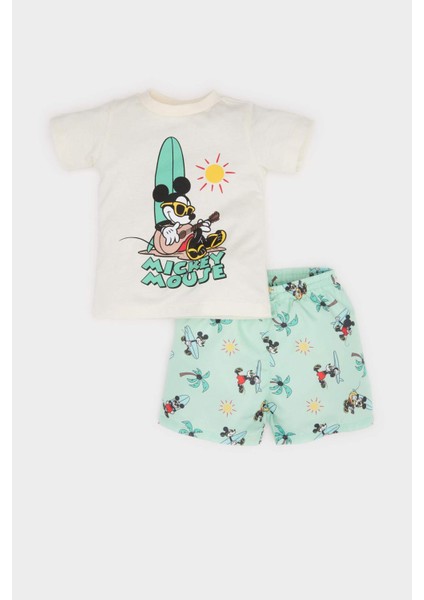 Erkek Bebek 2'li Takım Disney Mickey & Minnie Kısa Kollu Tişört Esnek Belli Şort Alt E3522A525SM fiyatları