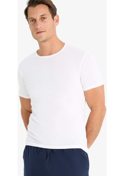 Slim Fit Dar Kesim Bisiklet Yaka Kısa Kollu Üst L4885AZ25SP