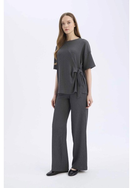 Bürümcük Pantolon Wide Leg Geniş Bol Paça Beli Lastikli C0200AX25SP modelleri