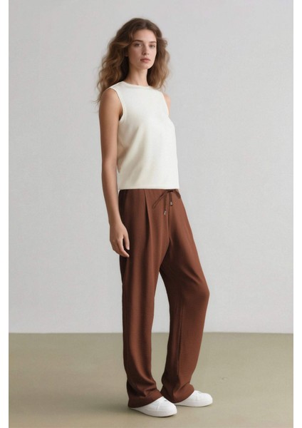 Jogger Pantolon Keten Görünümlü Cepli Yüksek Bel Düz Paça R0433AZ25SP fırsatları
