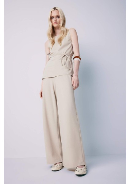 Wide Leg Geniş Paça Basic Düz Pike Pantolon E5784AX25SP