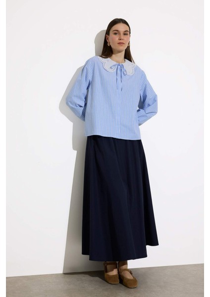 A Kesim Basic Düz Poplin Maxi Tesettür Etek E4369AX25SP