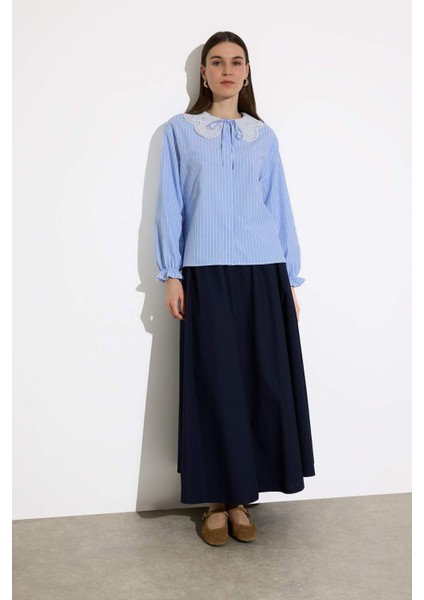 A Kesim Basic Düz Poplin Maxi Tesettür Etek E4369AX25SP
