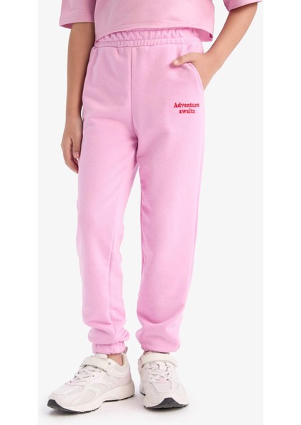 Kız Çocuk Beli Paçası Lastikli Baskılı Jogger Eşofman Altı D9689A825SP