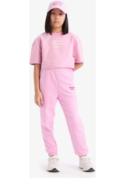 Kız Çocuk Beli Paçası Lastikli Baskılı Jogger Eşofman Altı D9689A825SP