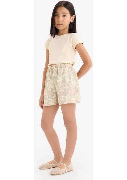 Kız Çocuk Çiçek Desenli Viskon Şort fiyatları