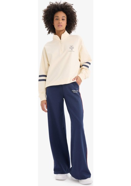 DeFacto Fit Oversize Geniş Kalıp Yarım Fermuarlı Baskılı Sporcu Sweatshirt D7132AX25SP fiyatları