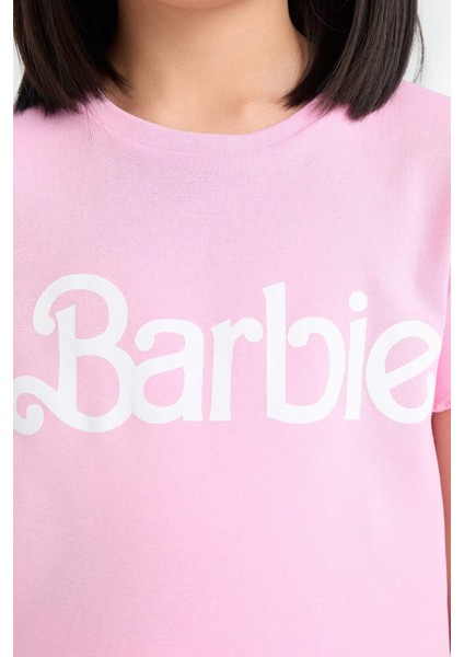 Kız Çocuk Barbie Fitted Bisiklet Yaka Ribana Kısa Kollu Tişört E2614A825SM indirimleri