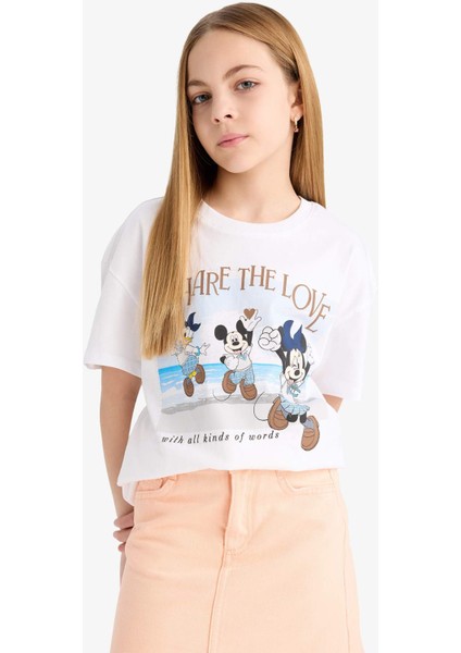 Kız Çocuk Disney Mickey Mouse &Friends Relax Fit Bisiklet Yaka Kısa Kollu Tişört D8824A825SP modelleri