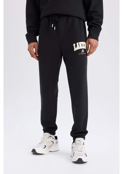 Fit NBA Los Angeles Lakers Jogger Eşofman Altı Standart Fit Cepli Esnek Bantlı Paça Skuba Dalgıç Kumaş D6723AX25SP