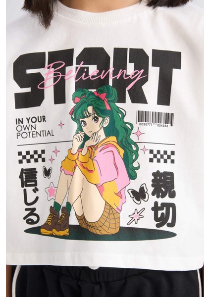 Kız Çocuk 2'li Takım Kısa Kollu Tişört Beli Lastikli Şort E3817A825SM indirimleri