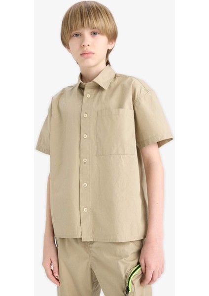 Erkek Çocuk Oversize Geniş Kalıp Polo Yaka Paraşüt Kısa Kollu Gömlek E1588A825HS modelleri