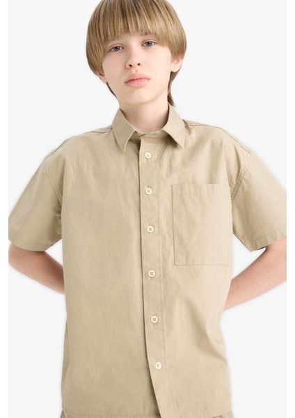 Erkek Çocuk Oversize Geniş Kalıp Polo Yaka Paraşüt Kısa Kollu Gömlek E1588A825HS fırsatları