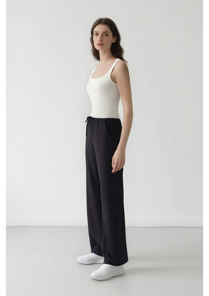 Wide Leg Geniş Paça Esnek Belli Bağcıklı Basic Düz Palazzo Pantolon C5628AX25SP