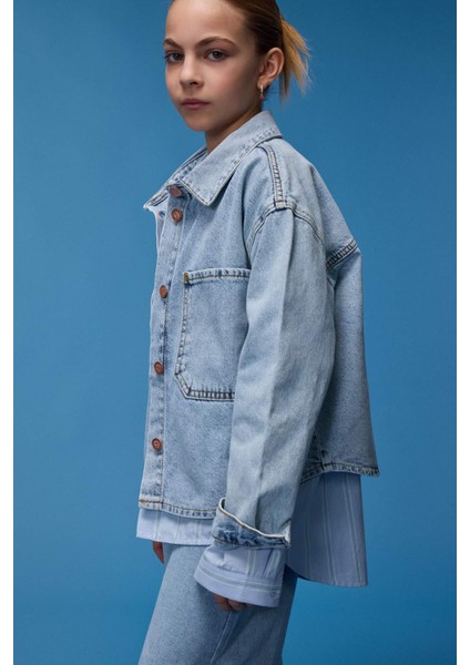 Kız Çocuk Pamuklu Jean Ceket D9699A825SP