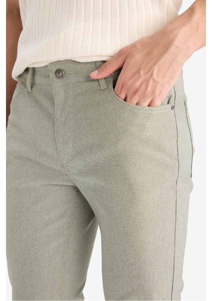 Yazlık Chino Kanvas Dokulu Pantolon Slim Fit Dar Kesim Cepli Dar Paça T1055AZ25SP
