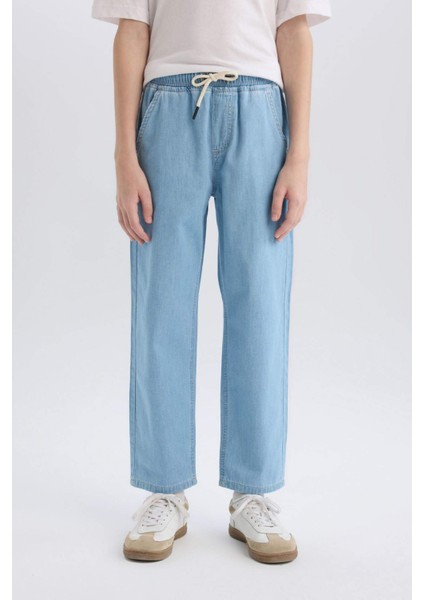 Erkek Çocuk Straight Fit Düz Paça Basic Düz Jean Pantolon B5740A825SM