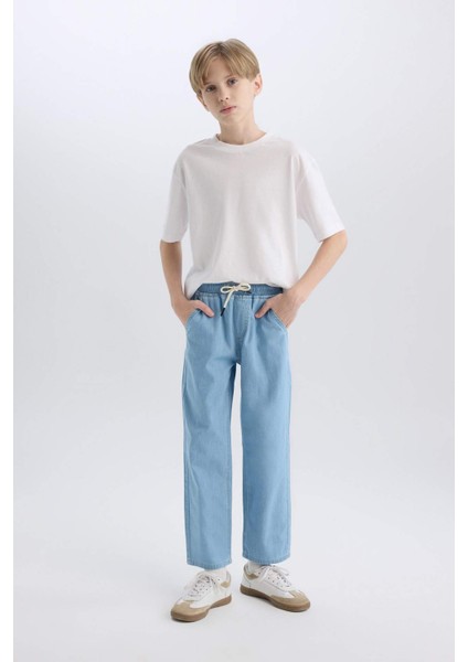 Erkek Çocuk Straight Fit Düz Paça Basic Düz Jean Pantolon B5740A825SM