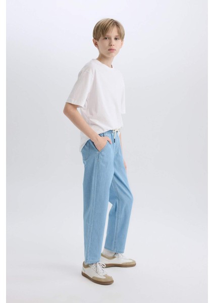 Erkek Çocuk Straight Fit Düz Paça Basic Düz Jean Pantolon B5740A825SM