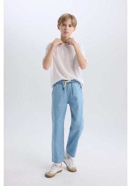 Erkek Çocuk Straight Fit Düz Paça Basic Düz Jean Pantolon B5740A825SM
