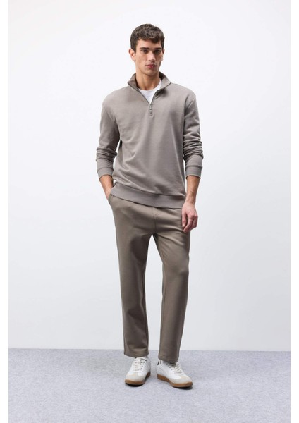 Regular Fit Eşofman Altı İçi Polarlı Basic Düz Cepli Beli Bağcıklı Düz Paça D7836AX25SP
