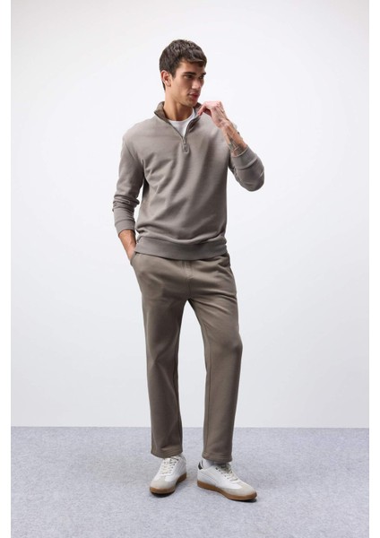 Regular Fit Eşofman Altı İçi Polarlı Basic Düz Cepli Beli Bağcıklı Düz Paça D7836AX25SP
