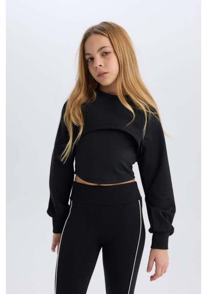 Kız Çocuk Relax Fit Bisiklet Yaka Sweatshirt D9785A825SP