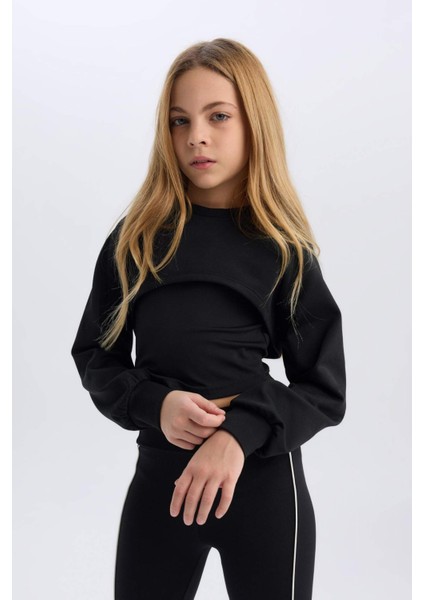 Kız Çocuk Relax Fit Bisiklet Yaka Sweatshirt D9785A825SP fırsatları