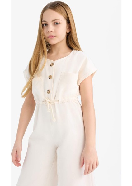 Kız Çocuk Gabardin Kısa Kollu Tulum D9308A825SM fırsatları