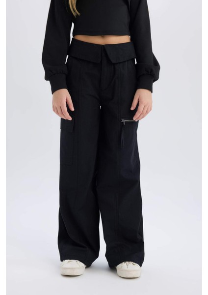 Kız Çocuk Wide Leg Kargo Geniş Paça Pamuklu Pantolon D9700a825sp