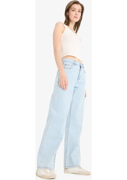 Straight Wide Yüksek Bel Düz Paça Uzun Jean Pantolon E1701AX25SM fiyatları