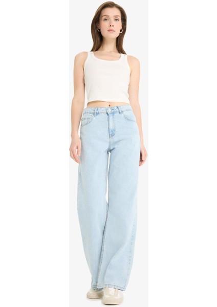 Straight Wide Yüksek Bel Düz Paça Uzun Jean Pantolon E1701AX25SM modelleri