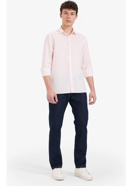 Regular Fit Polo Yaka Keten Yazlık Uzun Kollu Gömlek E1729AX25SP indirimleri