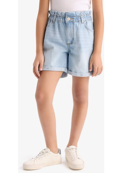 Kız Çocuk Paperbag Jean Şort B8113A825SM