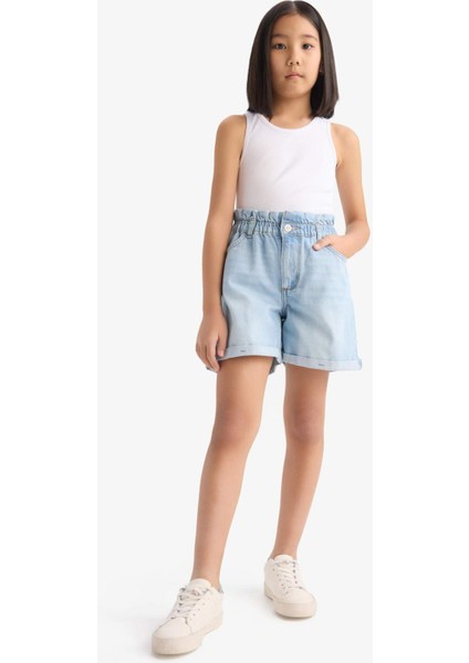 Kız Çocuk Paperbag Jean Şort B8113A825SM