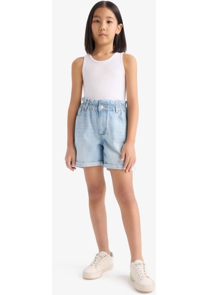 Kız Çocuk Paperbag Jean Şort B8113A825SM