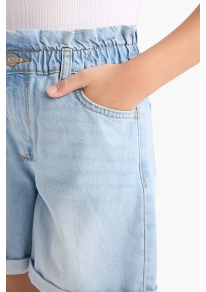 Kız Çocuk Paperbag Jean Şort B8113A825SM