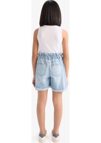 Kız Çocuk Paperbag Jean Şort B8113A825SM
