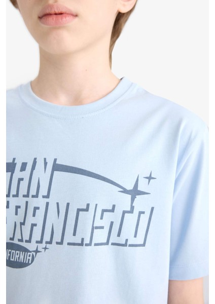 Erkek Çocuk Bisiklet Yaka Baskılı Kısa Kollu Tişört E0076A825SM modelleri