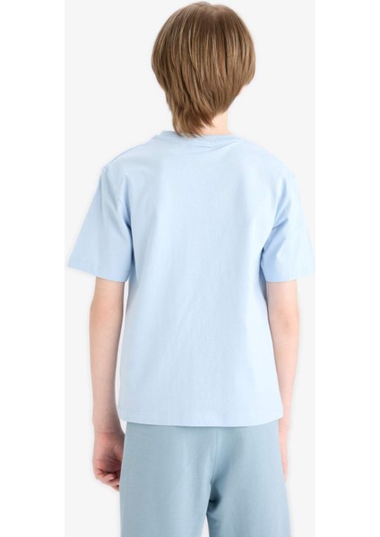 Erkek Çocuk Bisiklet Yaka Baskılı Kısa Kollu Tişört E0076A825SM fırsatları