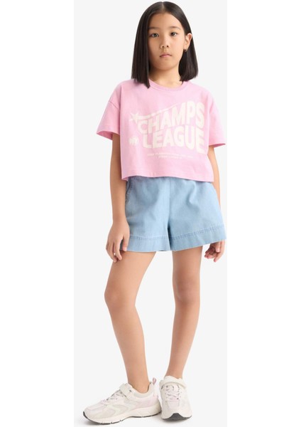 Kız Çocuk Bisiklet Yaka Baskılı Kısa Kollu Tişört E0352A825SM fiyatları