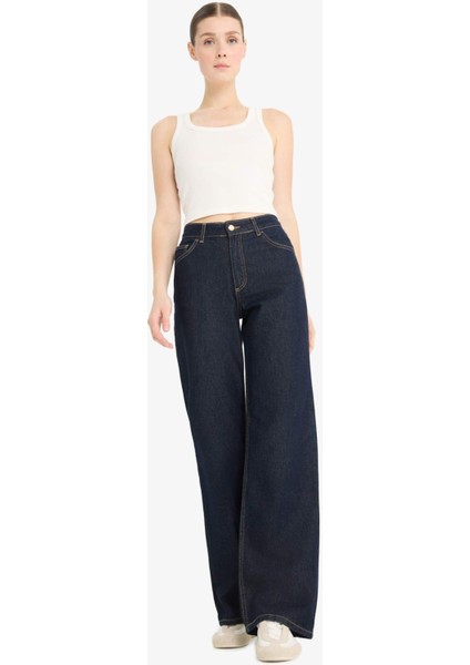 Straight Wide Yüksek Bel Uzun Jean Pantolon D5123ax25sp