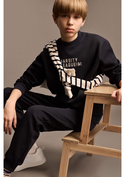 Erkek Çocuk 2'li Takım Bisiklet Yaka Baskılı Sweatshirt Beli Lastikli Eşofman Altı D9819A825SP fiyatları