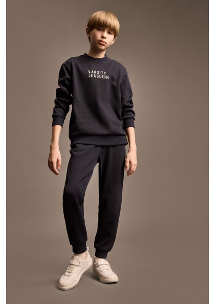 Erkek Çocuk 2'li Takım Bisiklet Yaka Baskılı Sweatshirt Beli Lastikli Eşofman Altı D9819A825SP modelleri