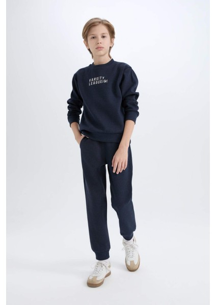 Erkek Çocuk 2'li Takım Bisiklet Yaka Baskılı Sweatshirt Beli Lastikli Eşofman Altı D9819A825SP fırsatları