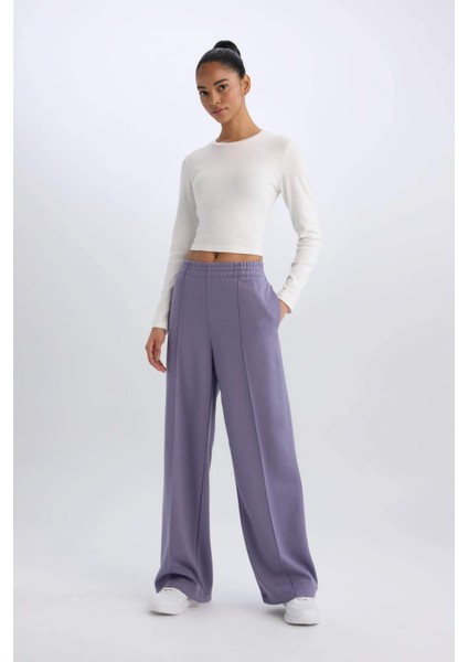 Fit Wide Leg Geniş Paça Eşofman Altı Çift Cepli Standart Paça Standart Boy Skuba Dalgıç Kumaş D8316AX25SP fiyatları